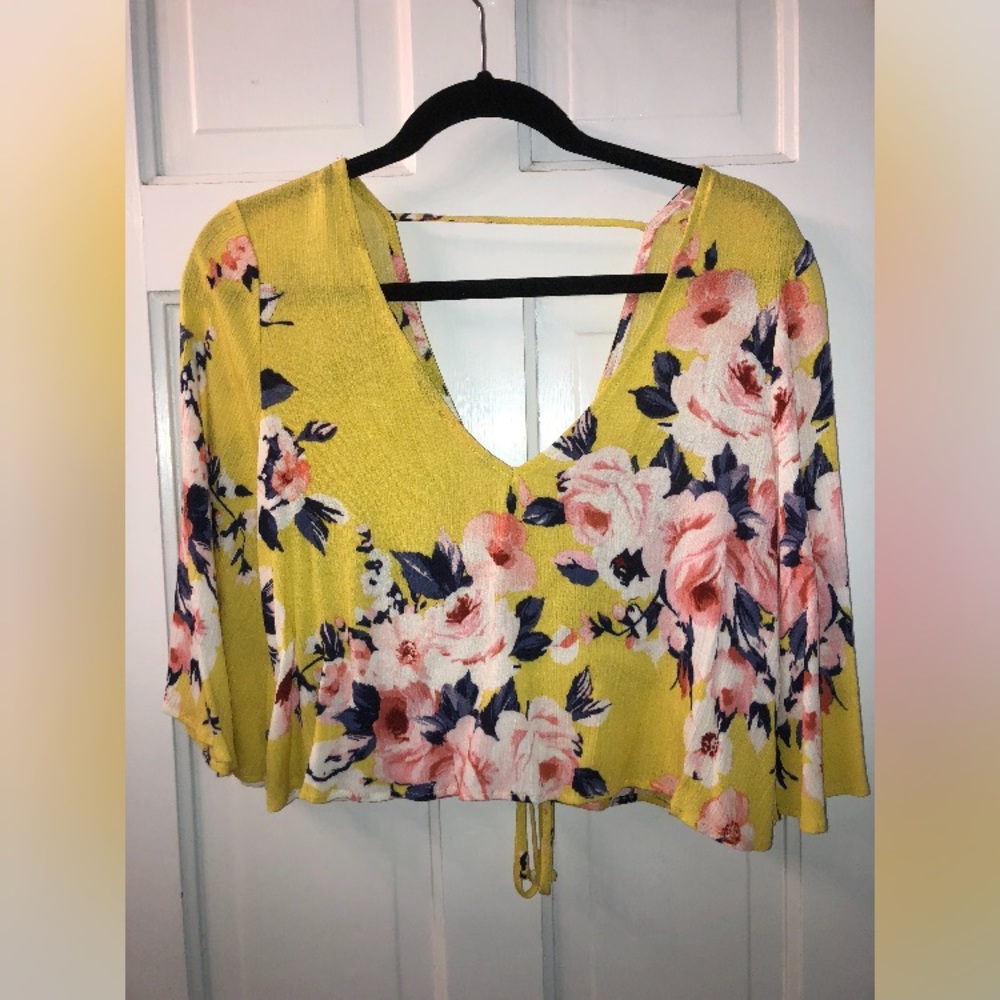 Floral Yellow Crop Top